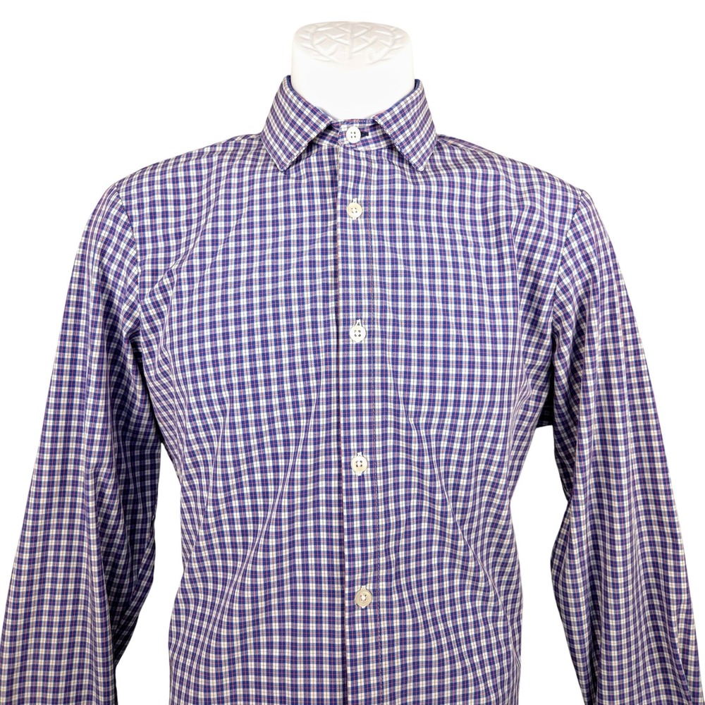 Mizzen Main Leeward Shirt Purple Check‎ Trim Fit Button Down Small